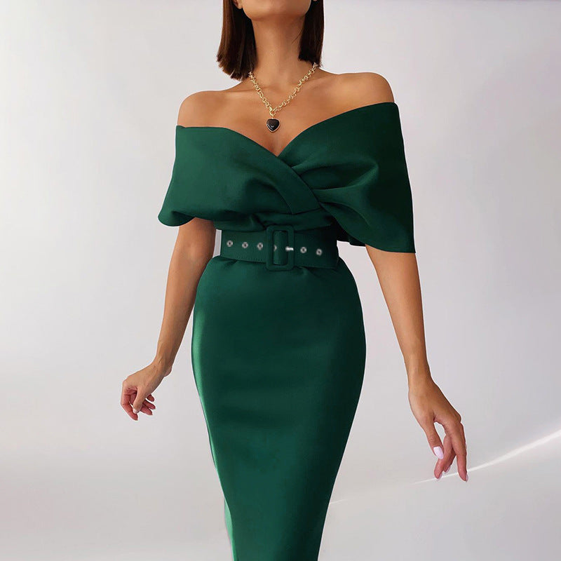 Off-shoulder Party Evening Formal Midi Dress