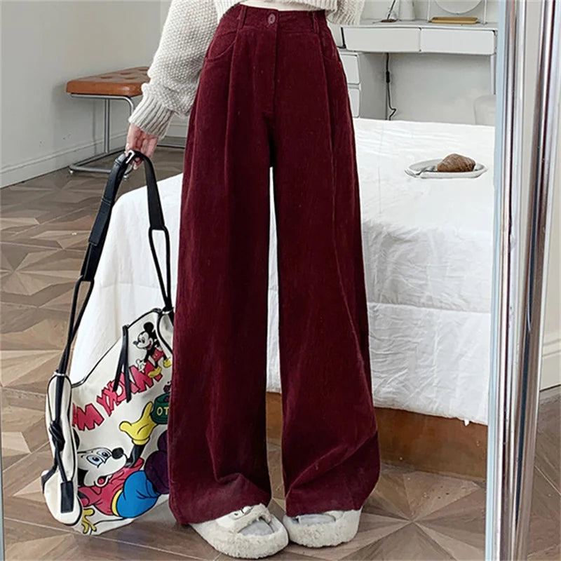 High Waist Female Trousers Pocket Loose Wide Leg High Street Y2k Pants Autumn Pants New