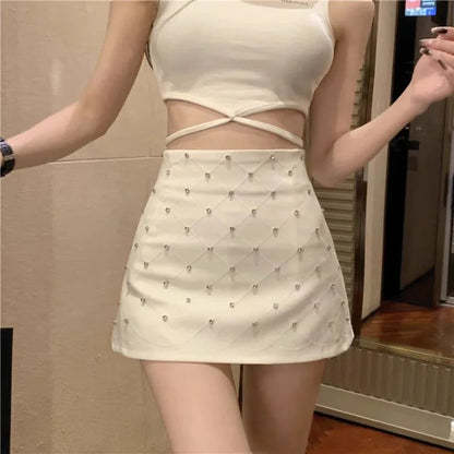 Diamond Allmatch Black Faldas Mujer Summer High Waist Aline Skirt for Y2k Slim Fit Bodycon Skirts