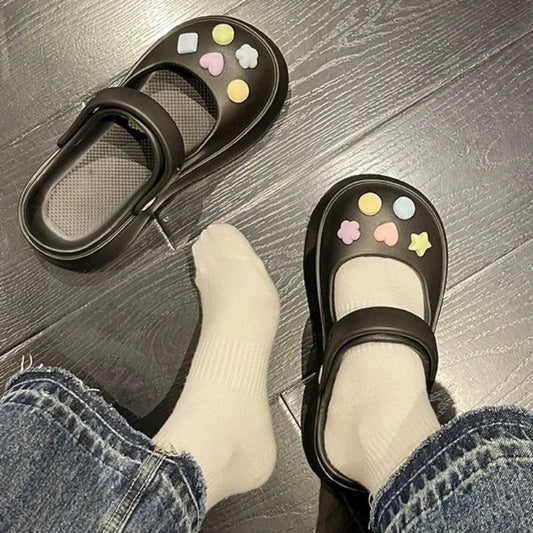 Platform Kawaii Slides Shoes White Summer Slippers and Sandals on Beach Thick Normal Top Designs Vip 39