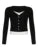 Contrast Lace Patchwork Y2k Slim Long Sleeve Black T-shirts Button Up V Neck Basic Spring Autumn Tee