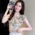 Summer Style Chiffon Blouses Shirts Lady Short Ruffles Sleeve V-neck Flower Printed Blusas Tops