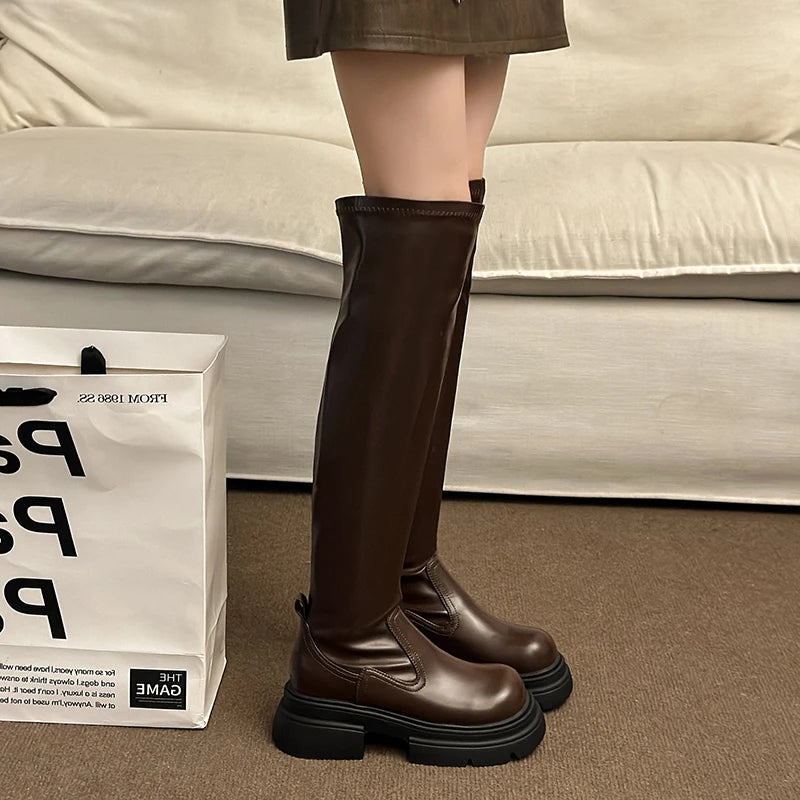 Winter Over the Knee High Boots Slip on Long Booties Autumn Winter Shoes
