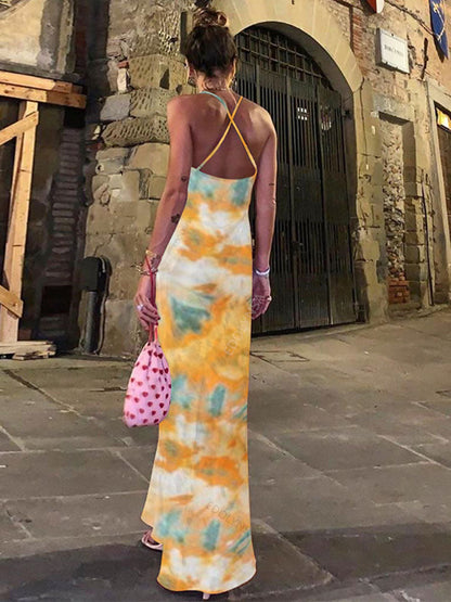 Green Printed Maxi Dress