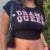 90s Harajuku Printed T-shirt Short Sleeved Tight Top ’s Y2k Street Wear Black Exposed Navel Top