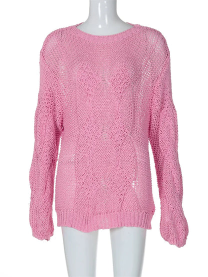 Knitwear Sweater Pullover Female Loose See-through Autumn Beach Holiday Clothes ’s Knit Pullover