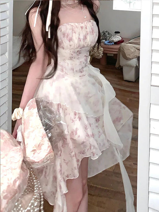 French Style Sweet for Dress New Spring Summer Party Tighten the Waist Y2k Dress Princess Mini Dress