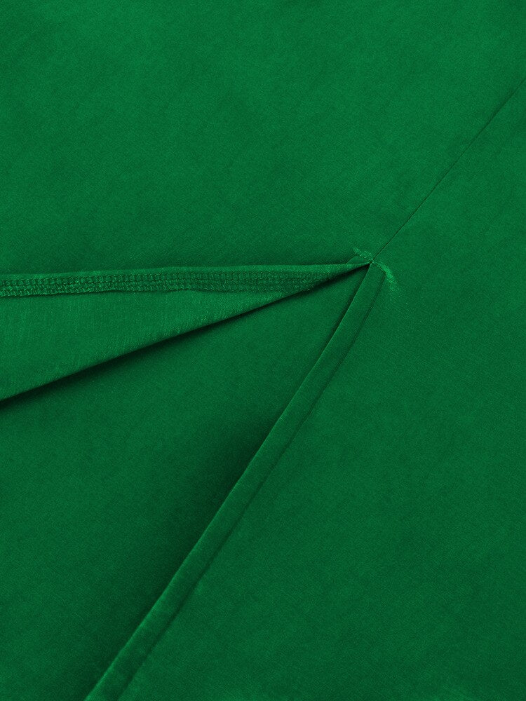 Green Long Dresses Square Collar Lantern Sleeve Evening Party Gowns