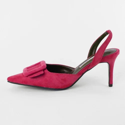 Sandals Summer Pointed Toe High Heels Stiletto Square Buckle Large Size Single Shoes