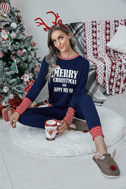 Merry Christmas Pajamas Set Matching Set Full Sleeve Tops+pants 2 Pieces