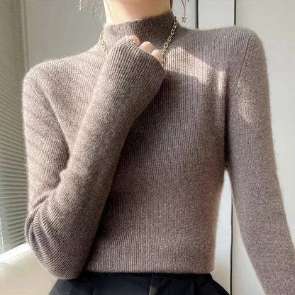 Sweater Half Turtleneck Knitted Pullovers Harajuku Korean Thick Knitwear Autumn Winter Slim Jumpers