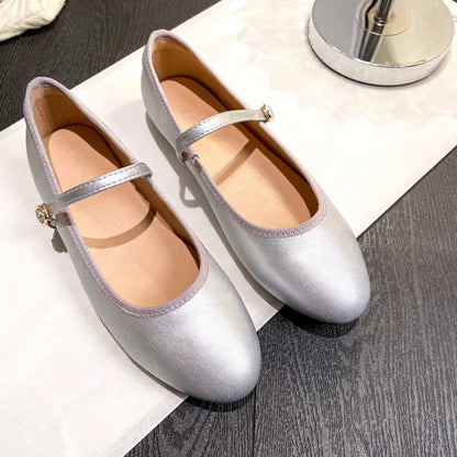 Shiny Pu Leaather Flats Mary Janes Shoes Red Basic Pointed Toe Loafers Spring Autumn Daily Black Shoes New