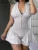 Patchwork Halter Playsuits Striped Sleeveless V-neck Zip-up Cleavage Slim Rompers Female Concise Summer Wea