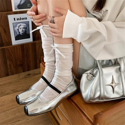New Genuine Leather Mary Jane Flats Shoes Buckles Square Toe Spring Summer Shoes Flats
