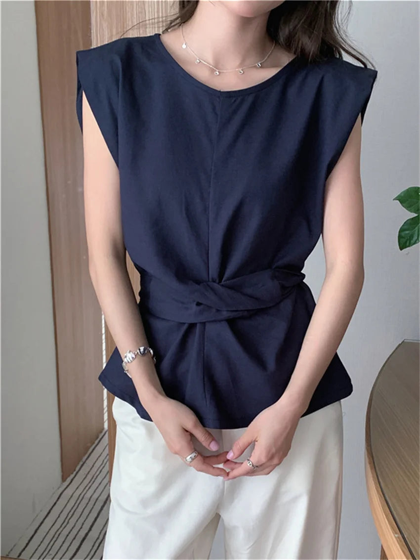 Work Wear Blouses Minimalist Summer Sleeveless Daily New Office Lady