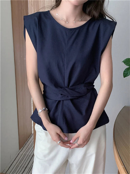 Work Wear Blouses Minimalist Summer Sleeveless Daily New Office Lady