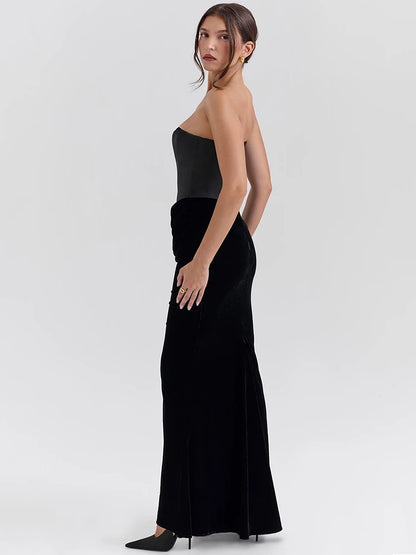 Off-shoulder Strapless Maxi Dress for Sleeveless Backless Bodycon Club Party Evening Long Dress