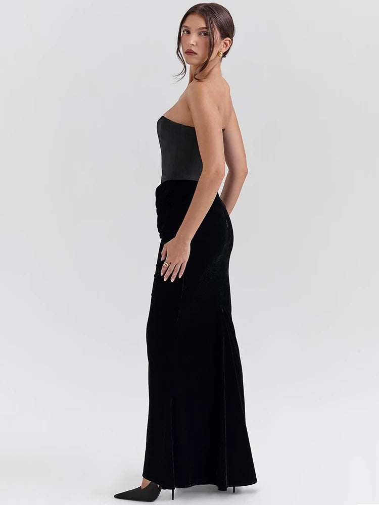 Off-shoulder Strapless Maxi Dress for Sleeveless Backless Bodycon Club Party Evening Long Dress