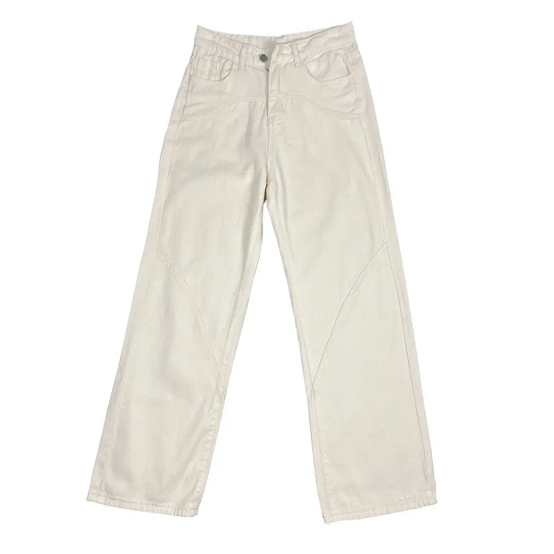 High Waist for Straight Legg Slim Summer Straight High Street Sweatpants Pocket Denim Trousers