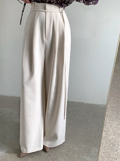 Drop Feeling Wide Leg Suit Pants Spring New High Waist Slimming Versatile Straight Leg Long Trousers