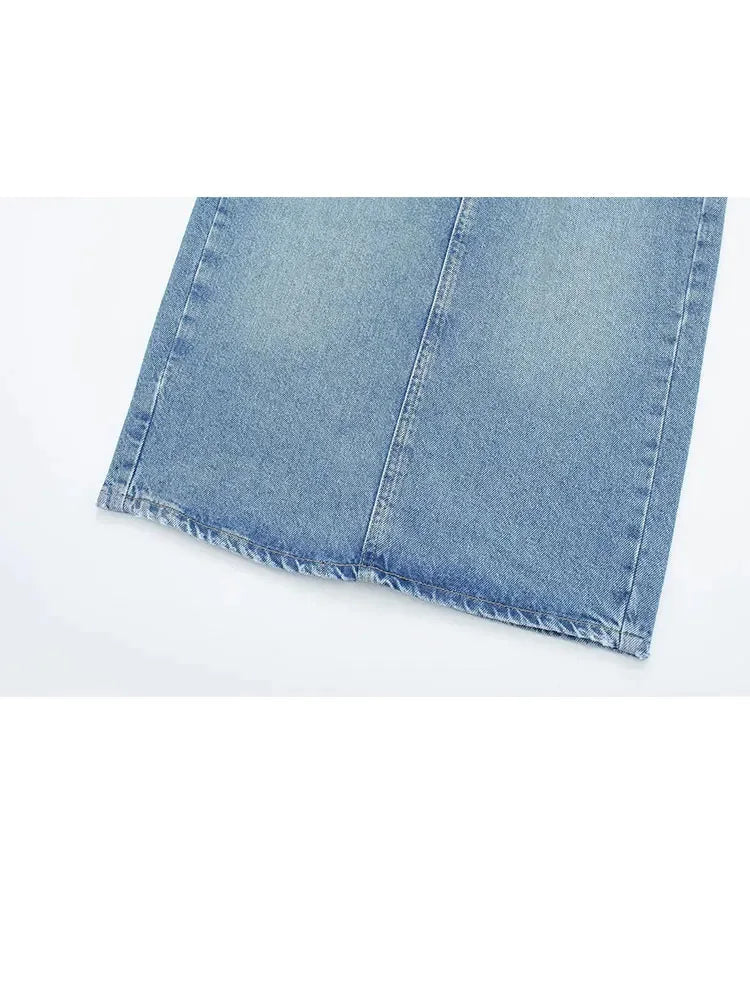 Summer Denim Skirt for High Waist Midi Skirts Zipper Female Slim Pencil Hem Slit Wrap Skirt