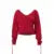 Knitted V-neck Red Sweater 3d Flower Drawstring Long Sleeve Sweaters Female Christmas Street Knitwear