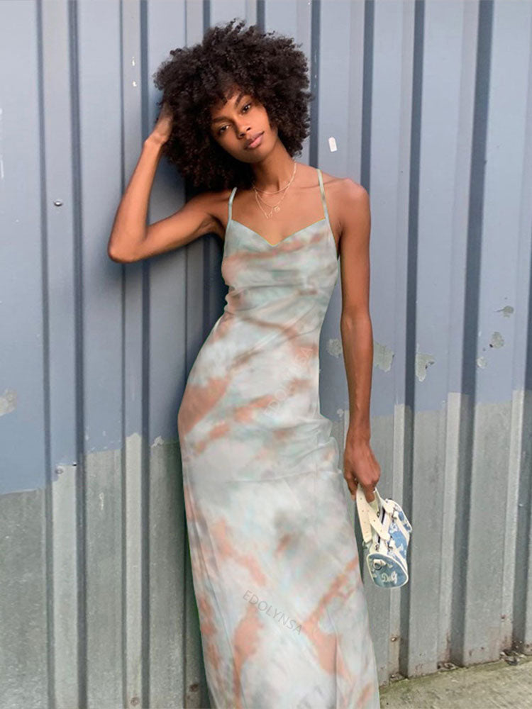 Green Printed Maxi Dress