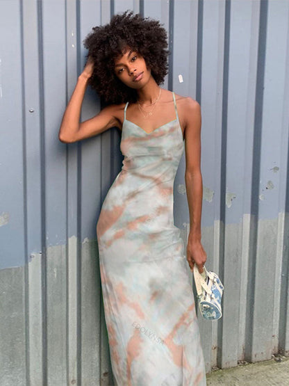 Green Printed Maxi Dress