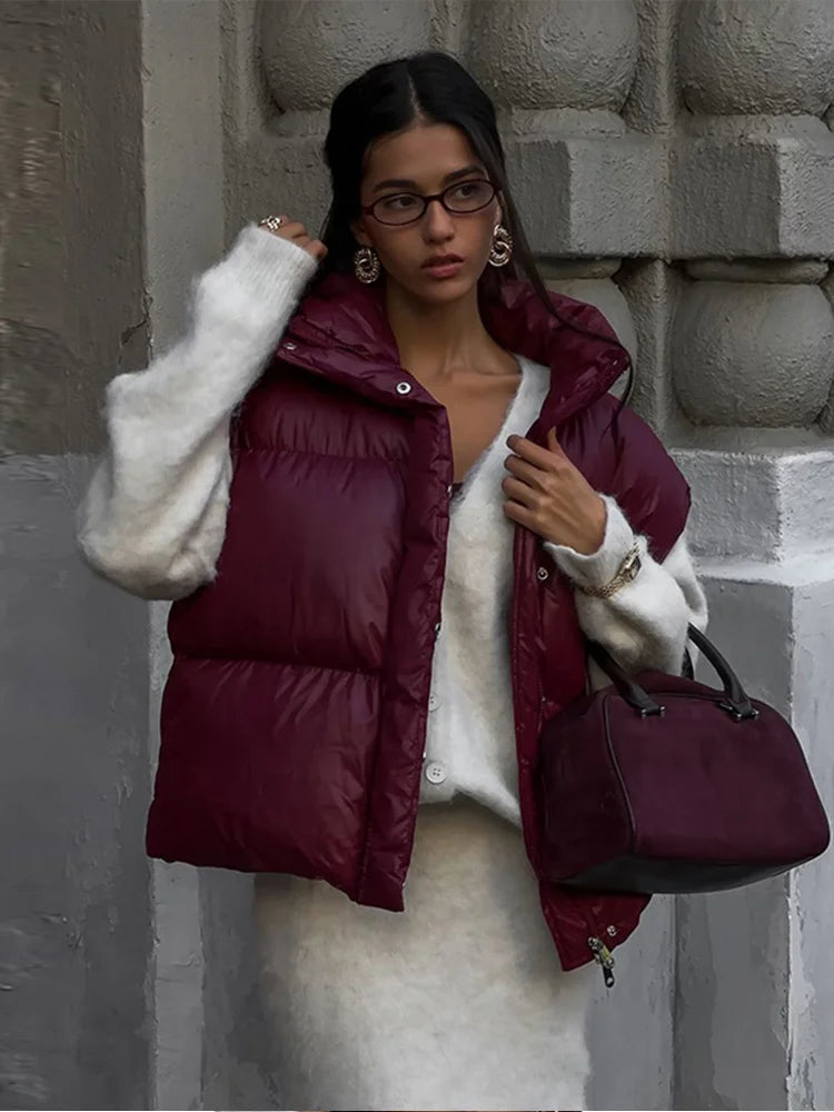 Fluffy Zipper Vest Coats Loose Lapel Sleeveless Single Breasted Jacket Lady Winter Versatile Simple Outwear