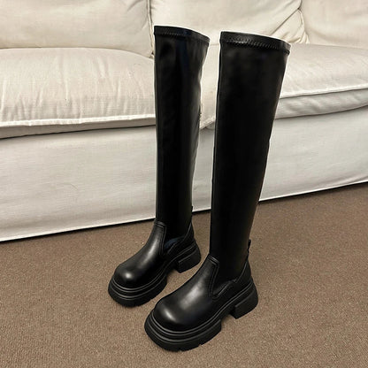 Winter Over the Knee High Boots Slip on Long Booties Autumn Winter Shoes