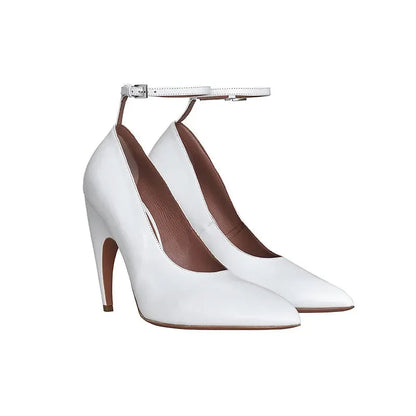 European and American Metal Buckle Slim High Heel Muller Fish Mouth Sandals Pointed Nightclub Runway Shoes