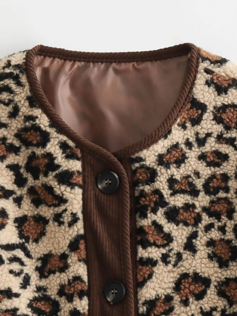 Jacket Winter Commuter Leopard-print Lamb Wool Jacket for Outwears