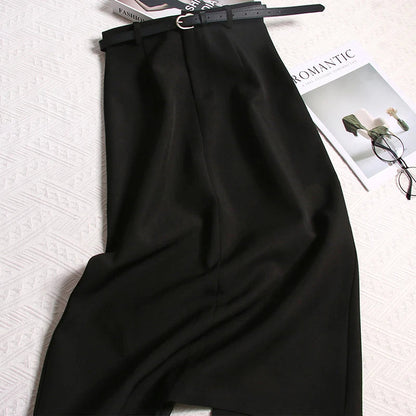 Spring Simple Long Skirts Aline Korean High Waist Faldas Mujer Office Lady Retro Skirt