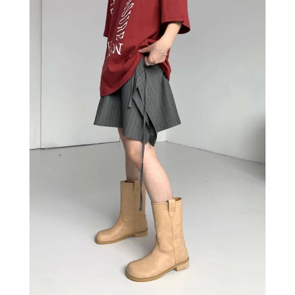 Summer Korean Retro High Street Low Waist Irregular Aline Skirt Skirt