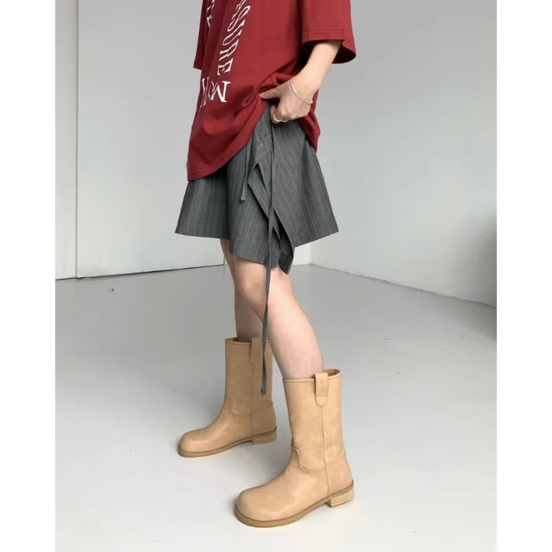Summer Korean Retro High Street Low Waist Irregular Aline Skirt Skirt