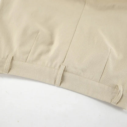 Khaki Classic Wide Leg Pant High Waist Pocket Loose Simple Trouser Autumn Winter Pants New