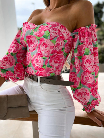 Top Summer Off Shoulder Blouses Holiday Slash Neck Tops