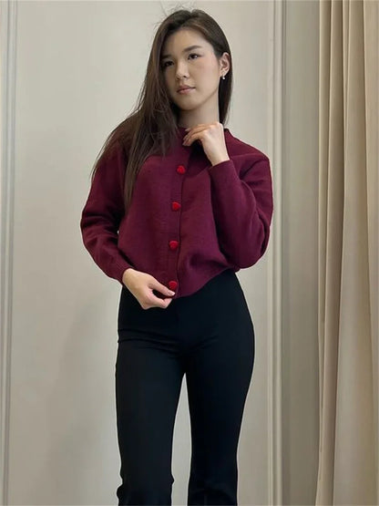 Knit Sweater Cardigan Coat for Long Sleeve Patchwork Ribbed Loose Cropped Top Female Knitwear Outwear Jumpers