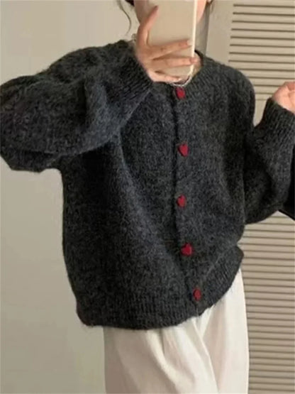 Knit Sweater Cardigan Coat for Long Sleeve Patchwork Ribbed Loose Cropped Top Female Knitwear Outwear Jumpers