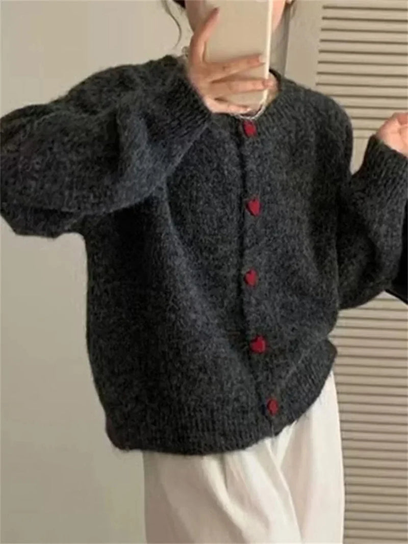 Knit Sweater Cardigan Coat for Long Sleeve Patchwork Ribbed Loose Cropped Top Female Knitwear Outwear Jumpers