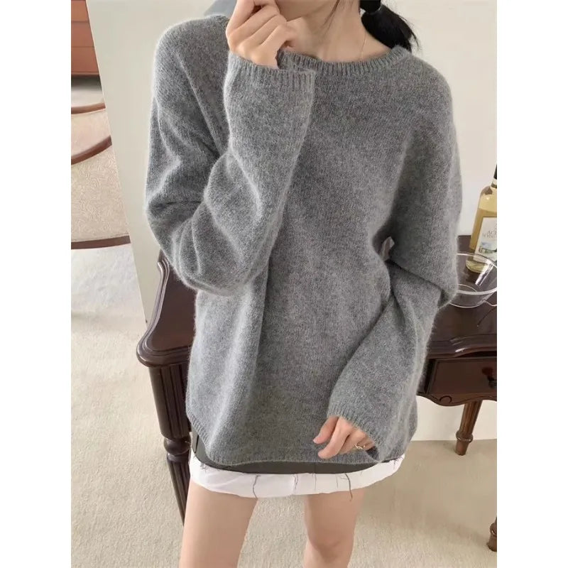 Autumn for Crop Tops Korean Retro High Street Hollow Out Bandage Sweater Cardigan Knit Jacket Tops
