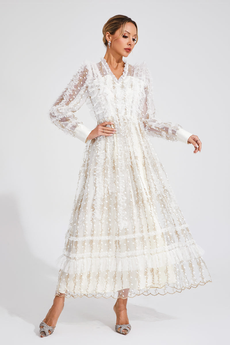 Sally White Mesh Maxi Dress