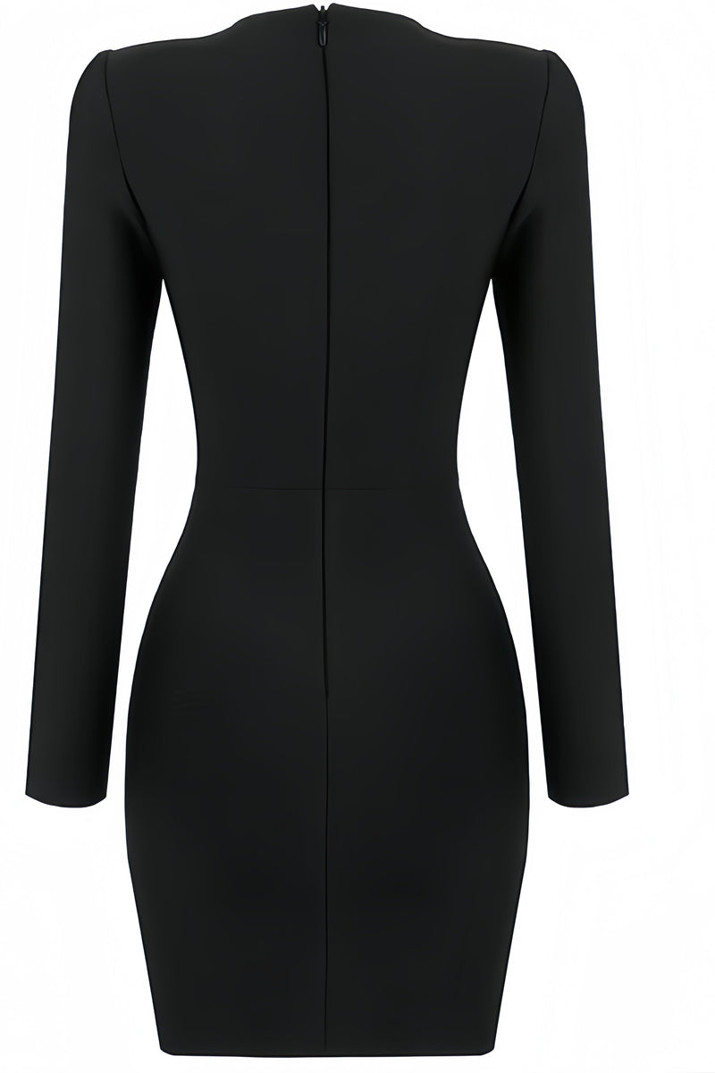 Hera Long Sleeve V-neck Split Mini Dress
