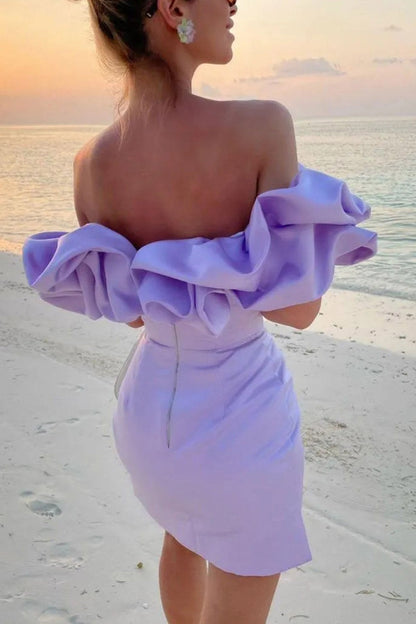 Satin Shirring Strapless Mini Dress