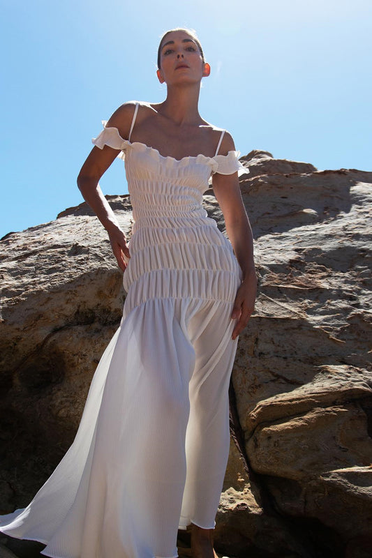 Lindsay Off Shoulder Ruffle Maxi Dress