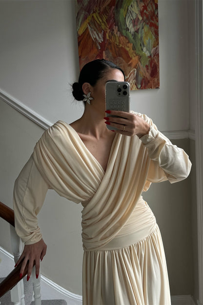 Venus Cross Draped Backless Maxi Dress