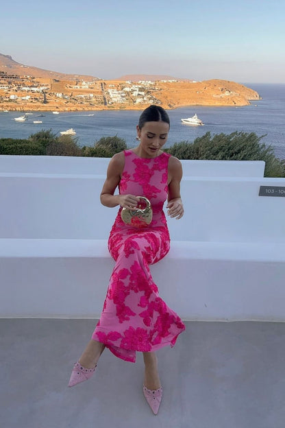 Barbara Appliqué Mesh Maxi Dress
