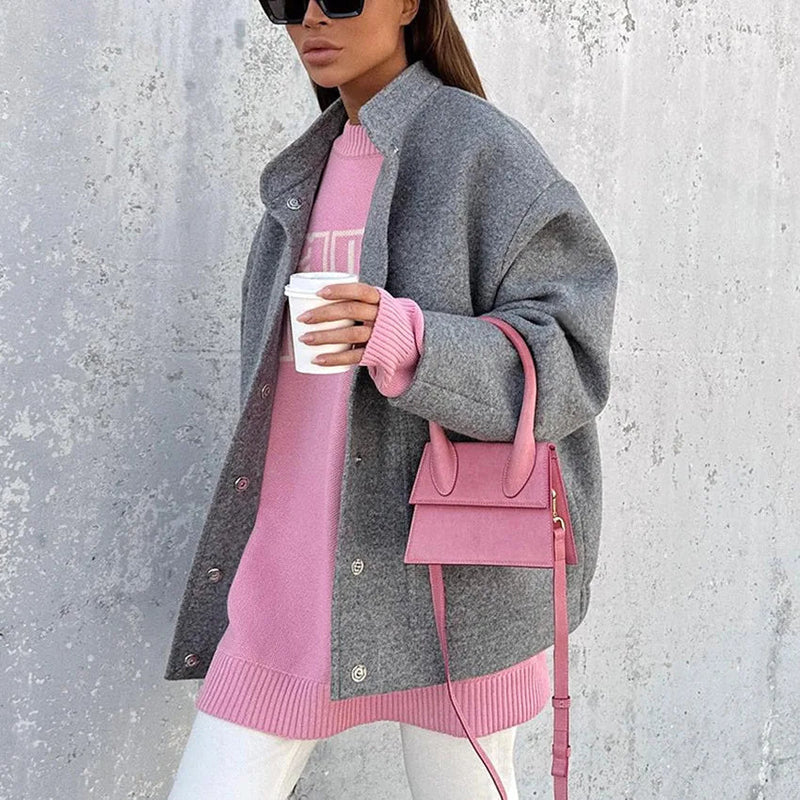 Woolen Jackets Coat for Stand Collar Single Breasted Jackets Winter Coat Warm Clohing