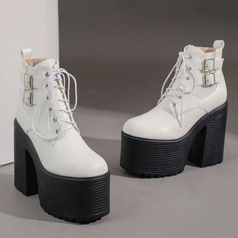 Platform Ankle Boots Winter Brand Design Great Quality Gothic Style Comfy Cool Street Shoes Boots Big Size 43