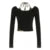 Y2k Contrast Leopard Print Crop Top Long Sleeve Halter O-neck T-shirt Korean Fitted Tee Autumn